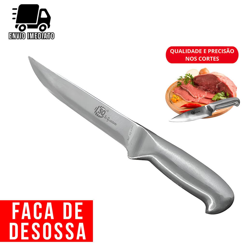 Faca Desossa Profissional Inox 6" Faca de Açougueiro Chef Cozinha Afiada Flexível Alta Precisão