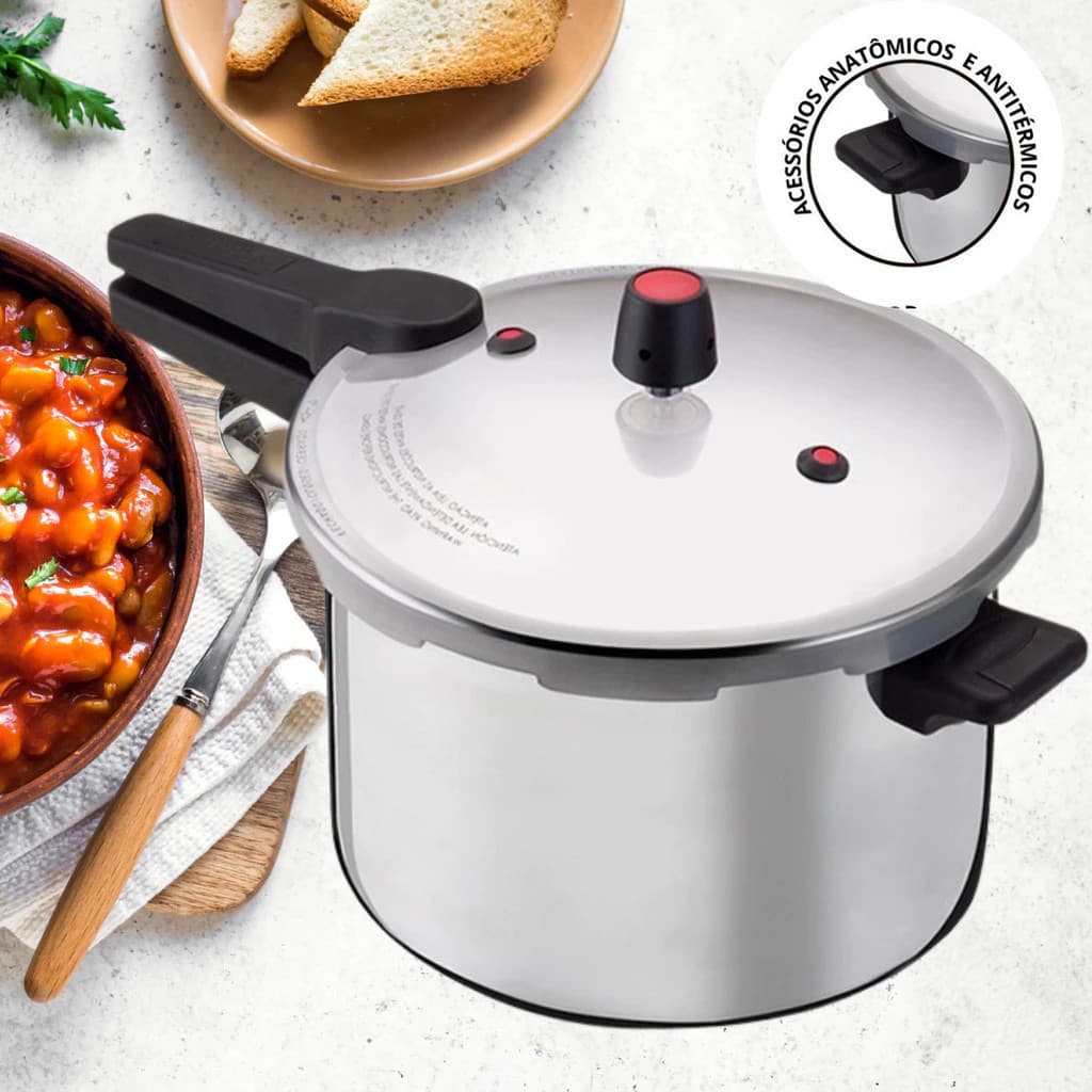 Panela Pressão 7 Litros Tampa Segura Válvula Cozimento Rápido Sopas Feijão Carnes resistente