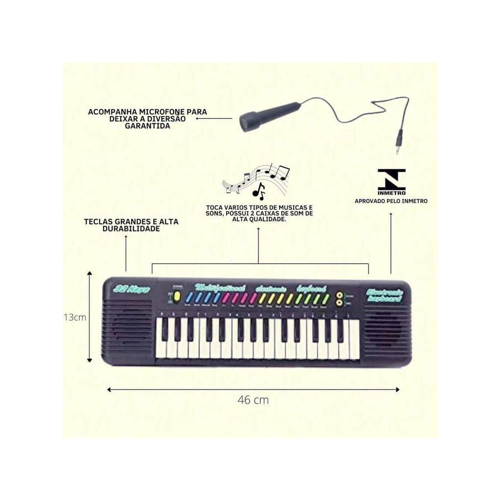 Brinquedo Infantil Teclado Musical Piano com Karaokê e Microfone para Crianças