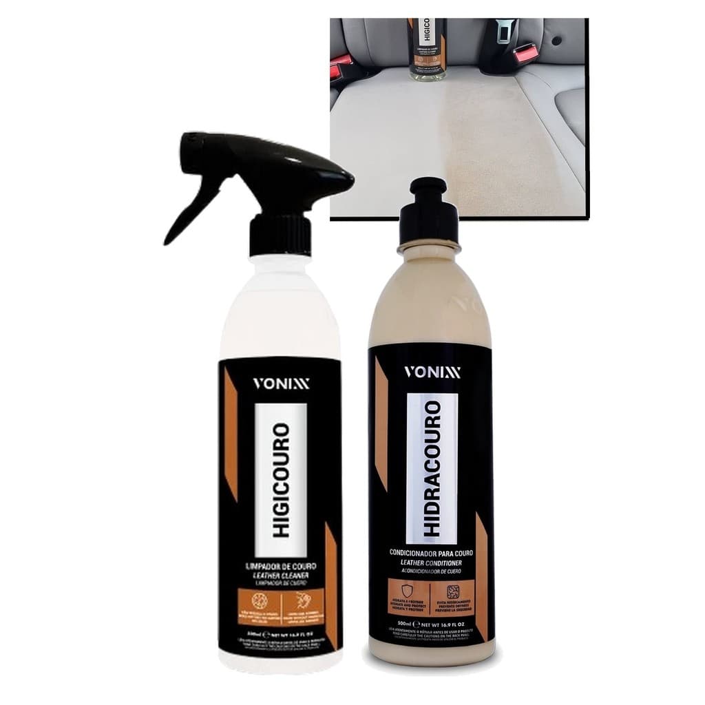 Kit Limpa Couro Higicouro + Hidrantante de Couro Hidracouro Vonixx
