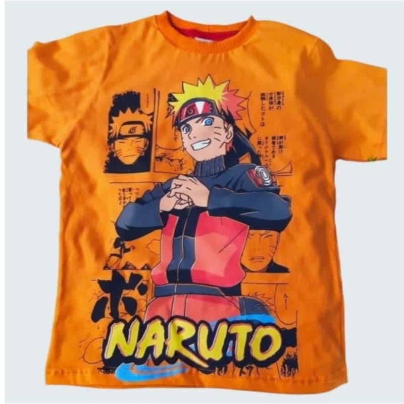 Camiseta Infantil Naruto Menino Manga Curta com Gola Reforçada 100% Algodão
