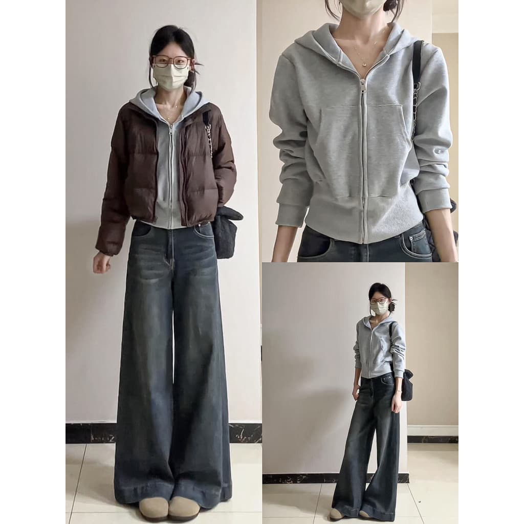 Estilo americano cinza curto moletom jaqueta feminina outono inverno 2026 novo estilo fino ajuste cintura estreita com c