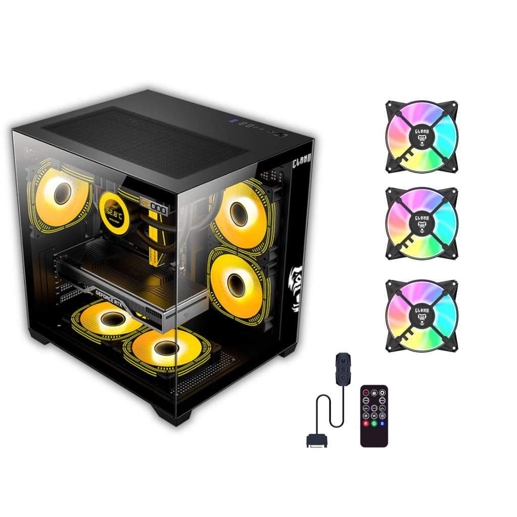 Gabinete Gamer Night Grodd Vidro Micro Atx + 3 Fan ARGB + Controladora Clanm