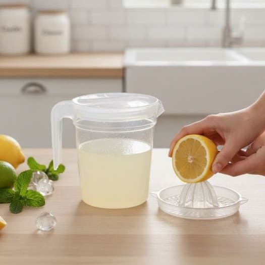 Jarra plástica com espremedor e tampa 1,2 L agua laranja limão lima suco fitness saude