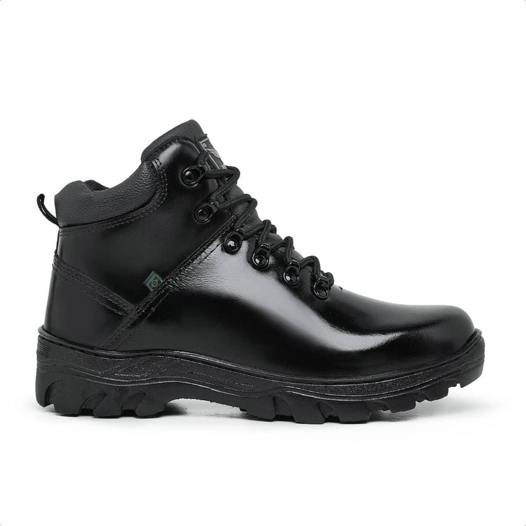 BOTA COTURNO MASCULINO COURO BOXX VERNIZ MILITAR TRABALHO SEGURANÇA MOTOCICLISTA ALTA QUALIDADE