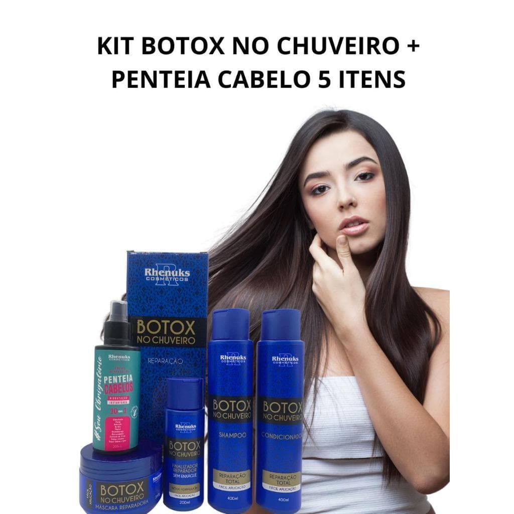 Kit Capilar 5 itens Botox + Spray Penteia Cabelos - Efeito Liso e Reparação Completa - Kit com 5 itens
