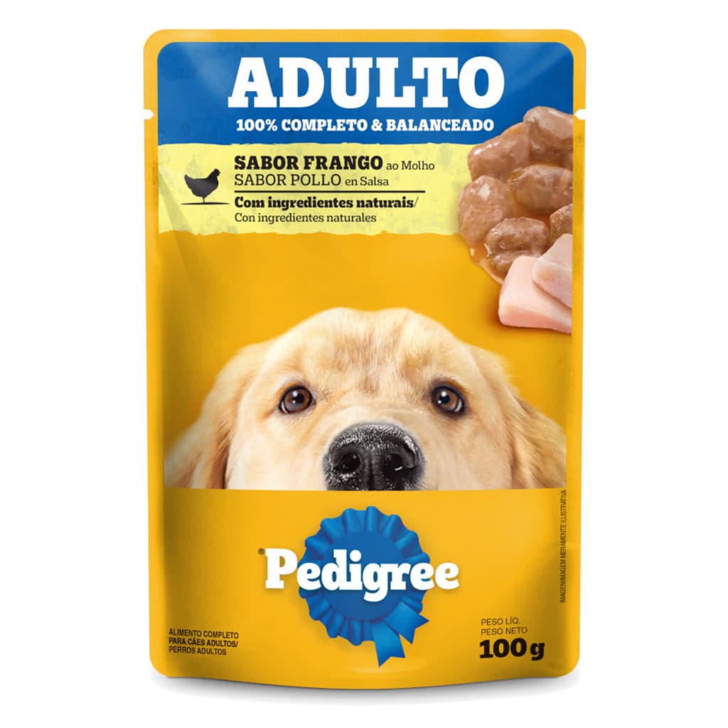 Ração Úmida Sachê Pedigree Para Cães Adultos Porte Médio E Grande Frango Ao Molho 100g