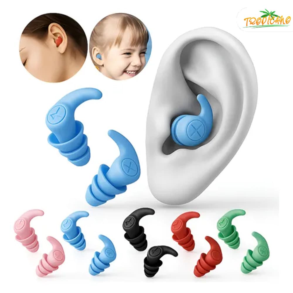 Tampão Ouvido 3 Camadas Antiruído Lavável Reutilizável Par Protetor Auricular para Dormir Natação Estudo Trabalho