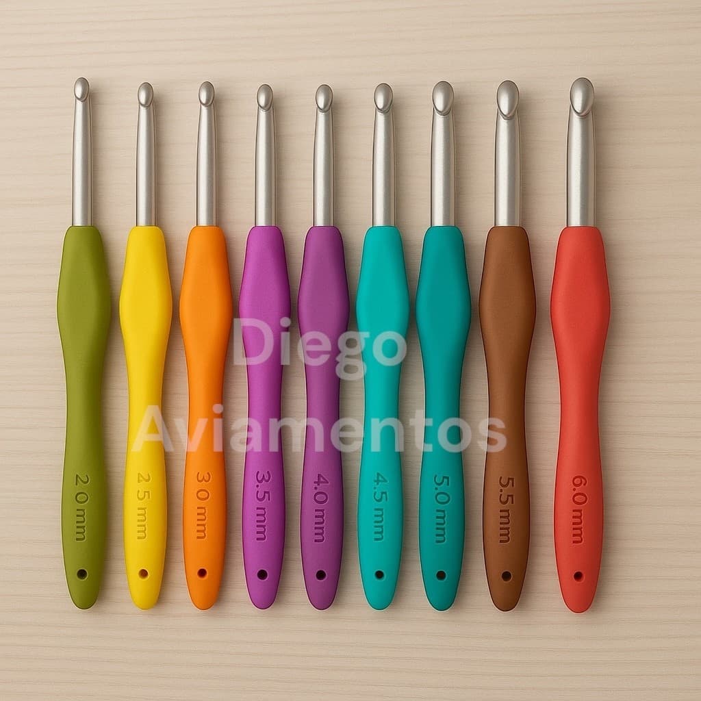 kit de Agulha de crochê cabo de borracha 9 tamanhos leve e macia