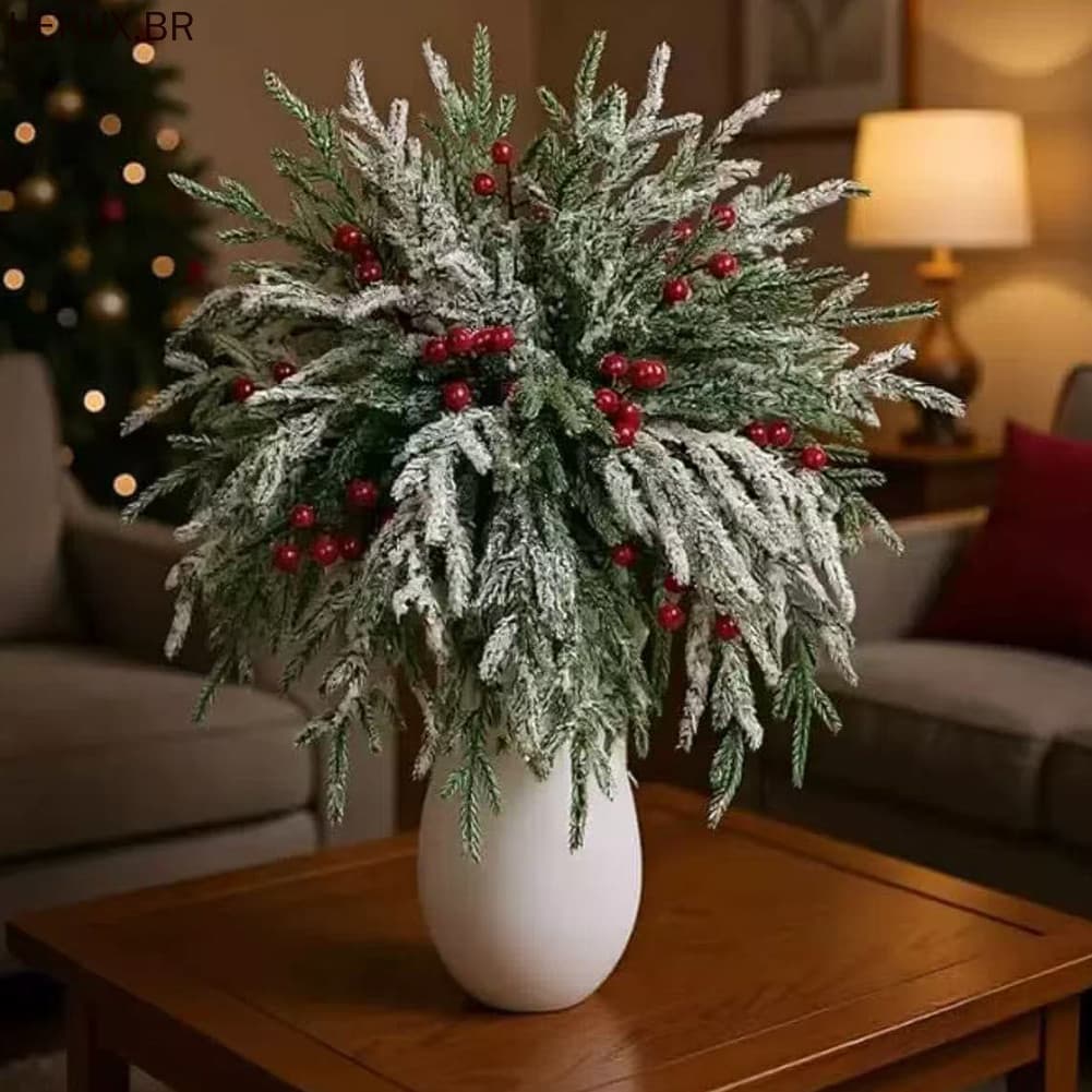 Arranjo Floral De Natal Artificial Com Agulhas De Pinheiro , Resistente , Reutilizável , Ano Após O , Exibição Festiva