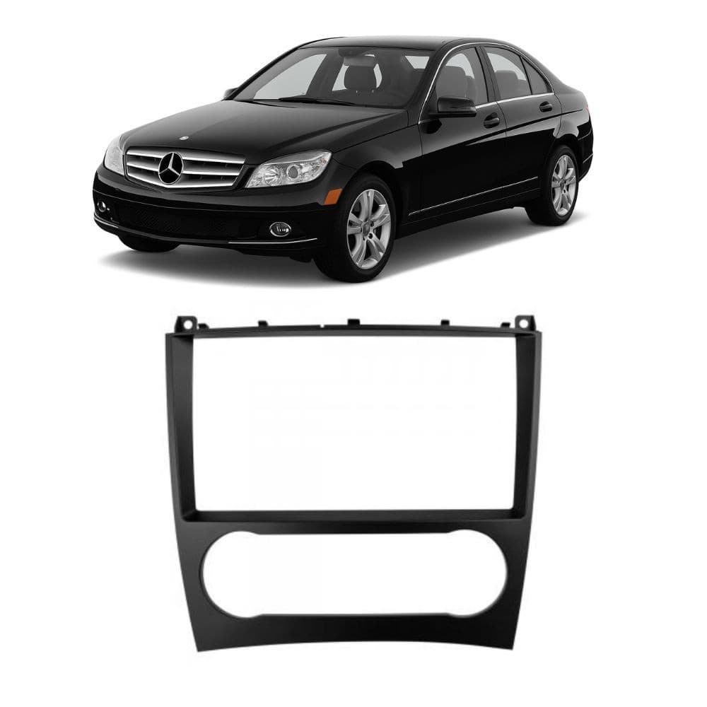 Moldura de 9" pol Mercedes-Benz Classe C 2007 a 2011 Preto
