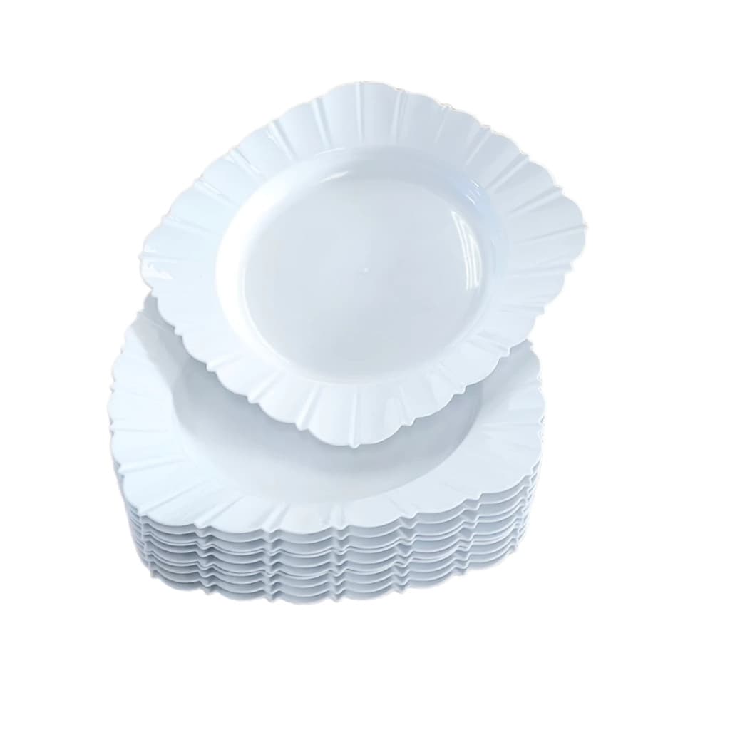 Kit 10 Pratos Brancos  Reutilizáveis Quadrados em Plástico Resistente ideial para festas