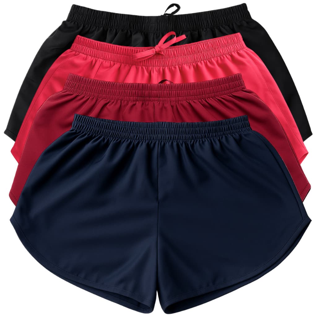 KIT 4 short  tactel feminino para praia corrida caminhada soltinho e confortável de secagem rápida P ao EXG