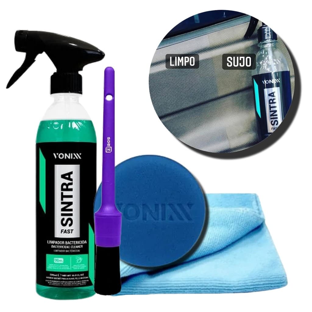 Kit Sintra Fast Vonixx 500ml + Pano Microfibra + Aplicador Vonixx + Pincel Zacs - APC multiuso