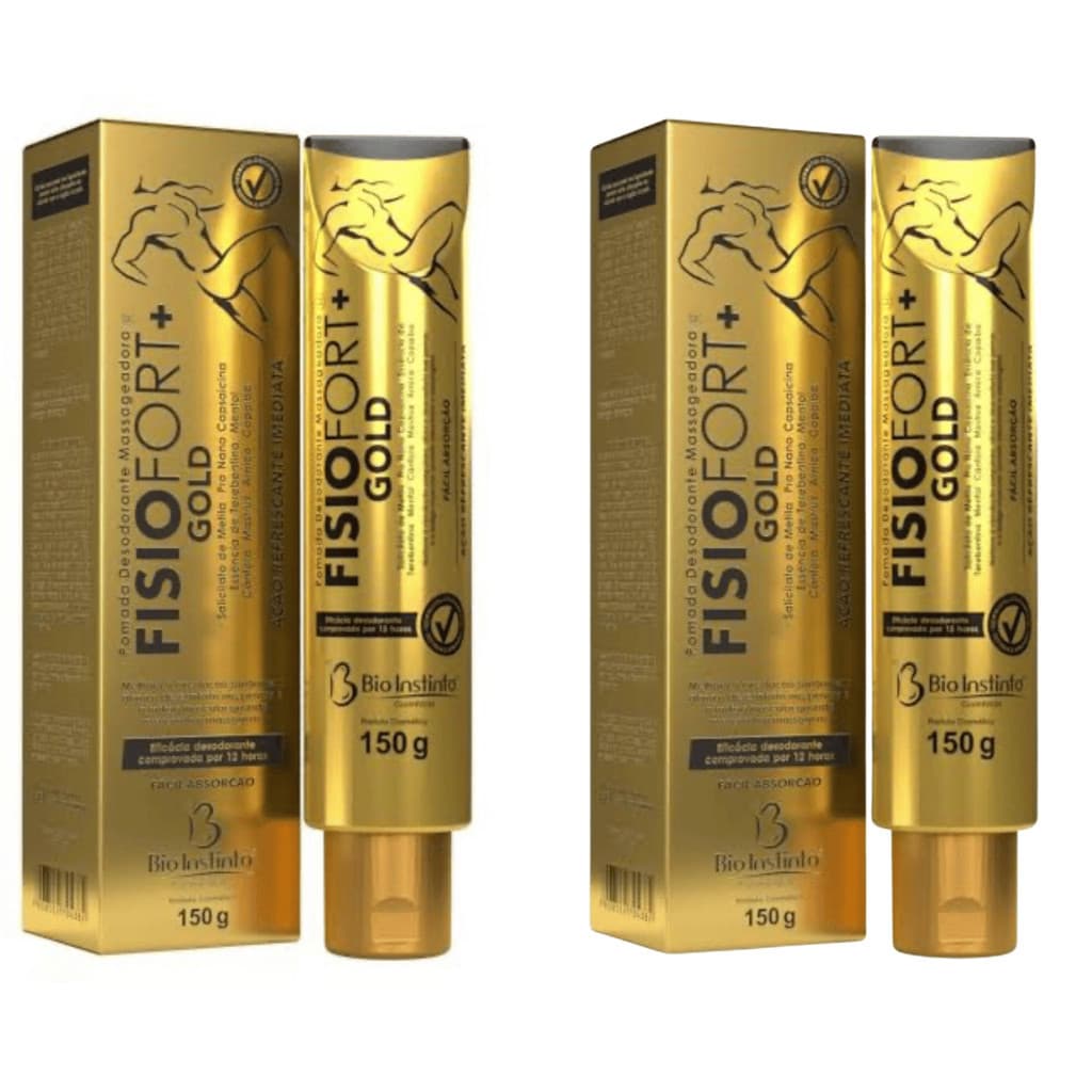 Kit 2 Pomadas Fisiofort + Gold Ouro 150ml – Circulação, Dores e Massagem Esportiva - Bioinstinto