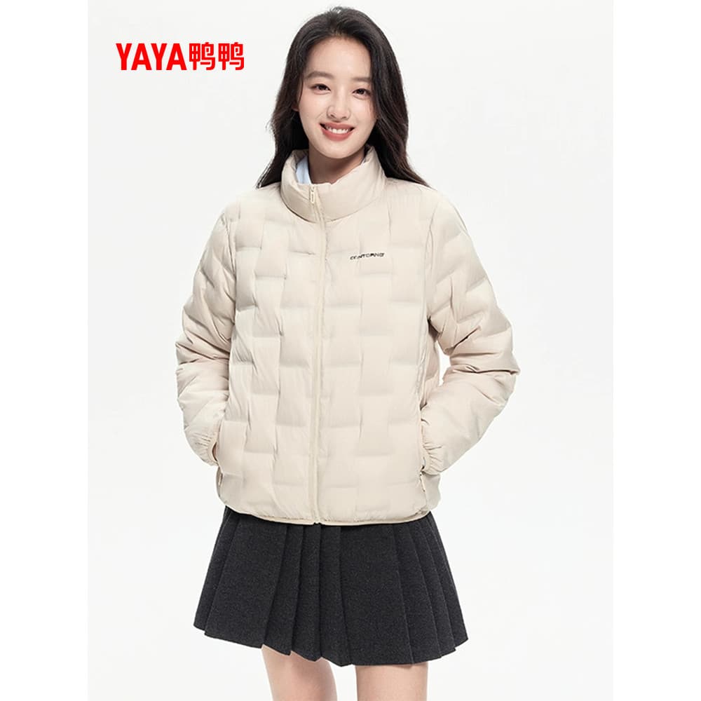 Pato pato Casual quente leve para baixo jaqueta feminina 2026 outono inverno curto gola moda All-Match senhoras jaqueta