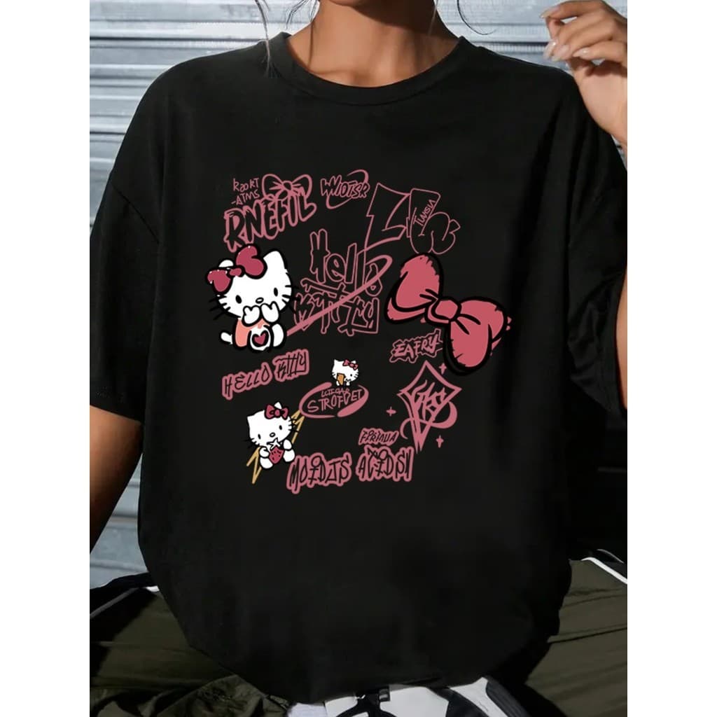 Linda Camiseta Feminina Ombreiras Caídas Estampa Gráfica Unissex Shirt Oversized 100% Algodão Premium 30.1 Algodão