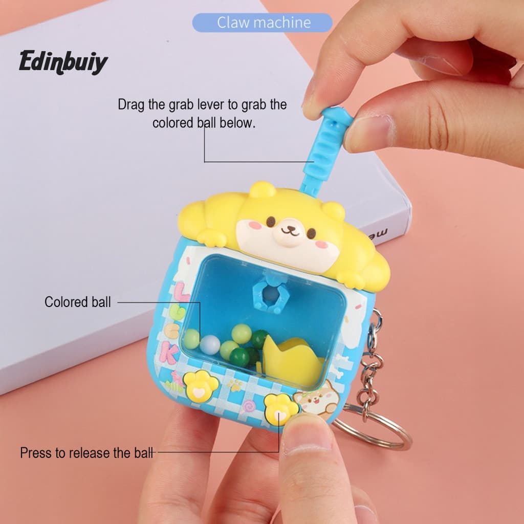 Teens Claw Machine Keychain Mini Fun Stress Relief Game for Adults Cute Handbag Backpack Decoration