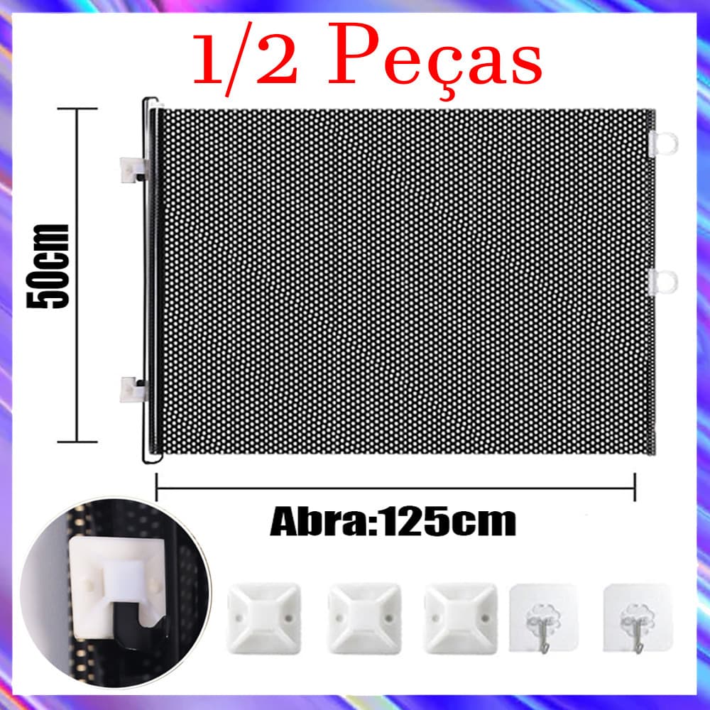 1/2 Peças Grade de Proteção Retrátil  Ideal para Pets e Bebês, 125 x 50 cm, Portão Tela de Segurança Cercadinho Pet Bebe