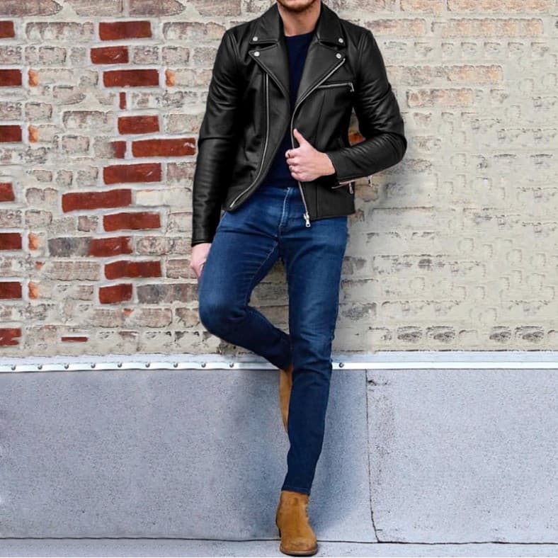 Desejo jaqueta de couro masculina jaqueta de couro lapela couro do plutônio curto Casual roupas masculinas na moda jaque