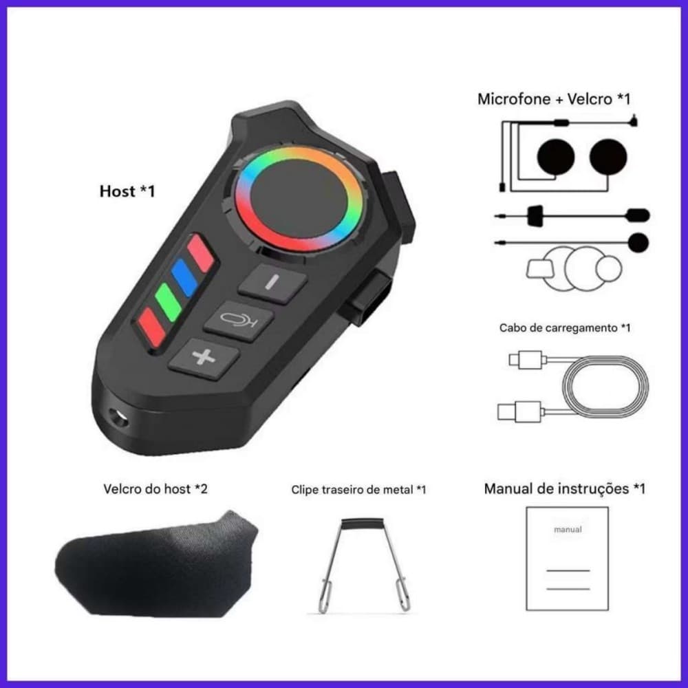 Fone de Ouvido de Capacete Moto Bluetooth Controle De Voz microfone para moto intercomunicador
