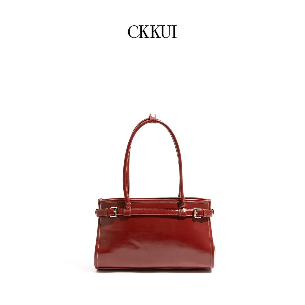 CKKUI High-End Oil Wax Couro pu Vermelho Bolsa Feminina 2025 Novo Estilo Leve Luxo Portátil Bolsa de Ombro