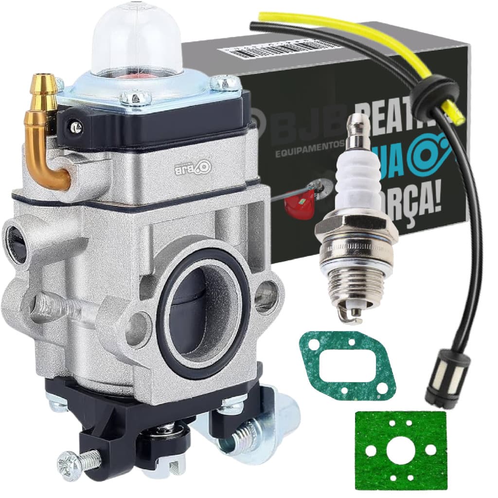 Carburador Completo Roçadeira Gasolina com Juntas, Mangueira do Tanque e Vela 43/52/63/65cc Compatível Multimarcas