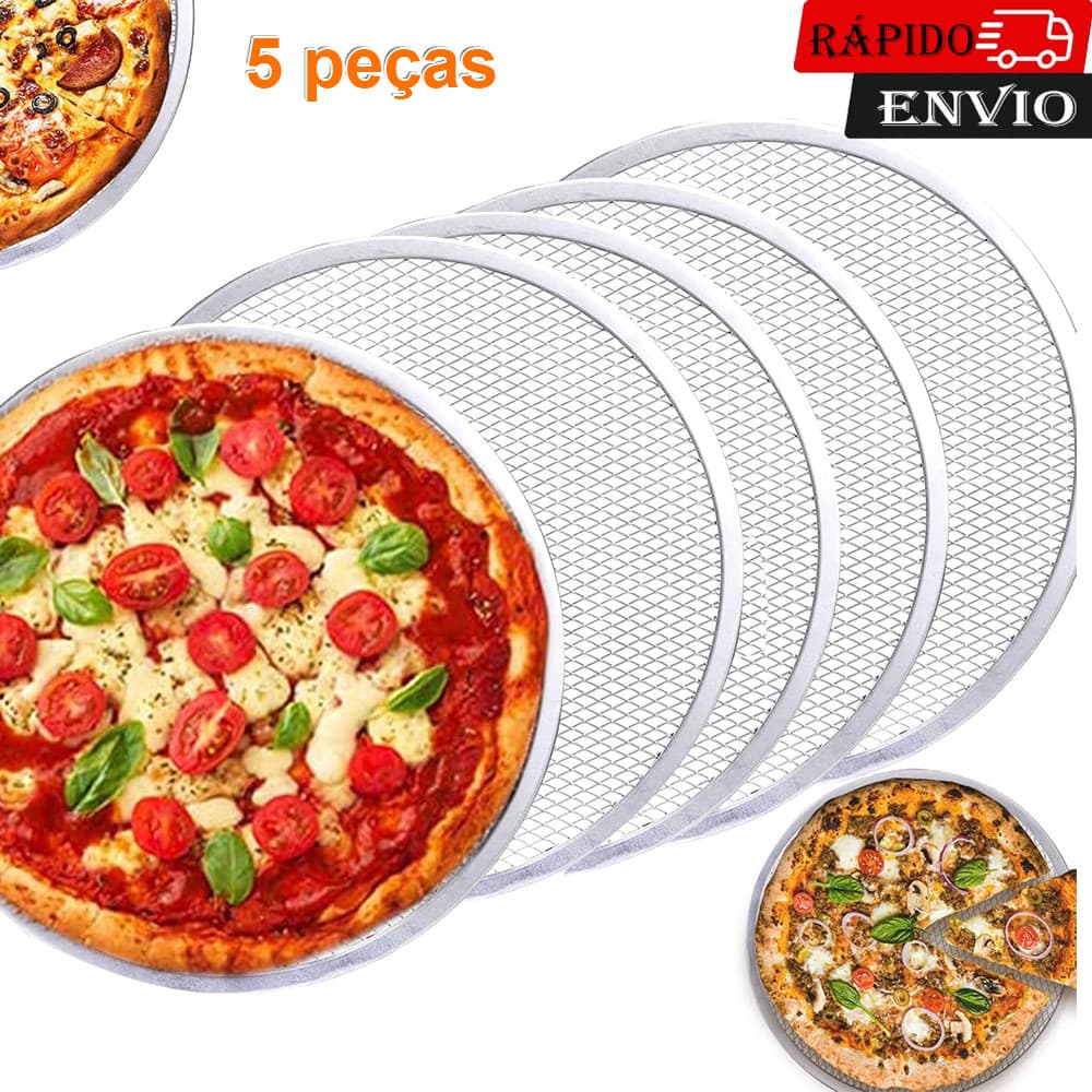 5PCS Tela de alumínio para pizza de 35,5cm Tela de bandeja de pizza para cozinhar em casa pizzarias e restaurantes
