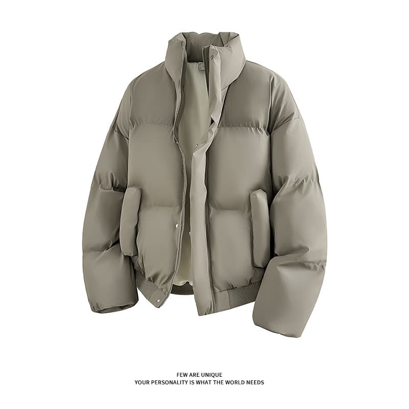 Jaqueta masculina acolchoada de algodão com gola alta curta à prova d'água, inverno americano, Design sofisticado, senti