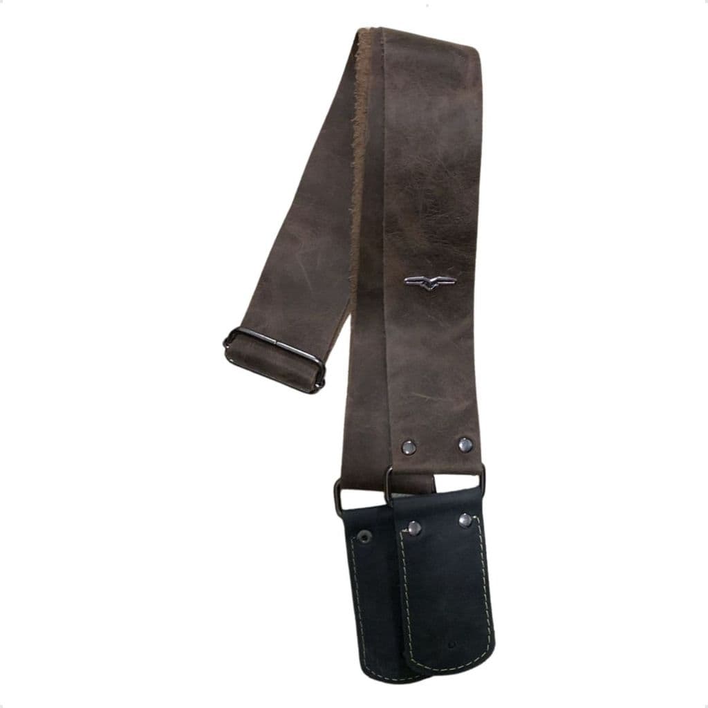 Alça Correia Em Couro Cor Marrom 5cm De Largura Linha Extra Luxo Reforço de Costura