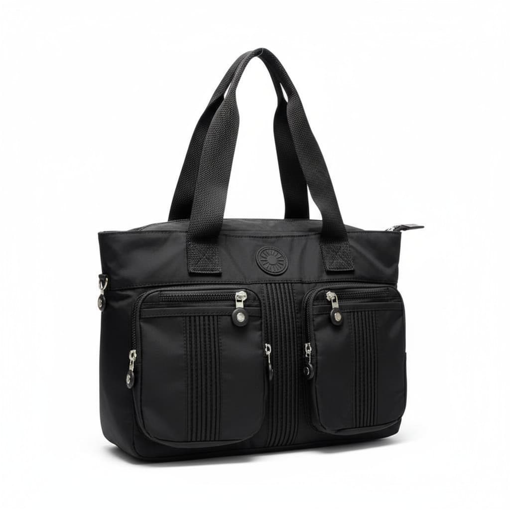 Bolsa Transversal de Ombro Grande em Nylon Cabe Notebook Alça Ajustável - Bolsos Frontais
