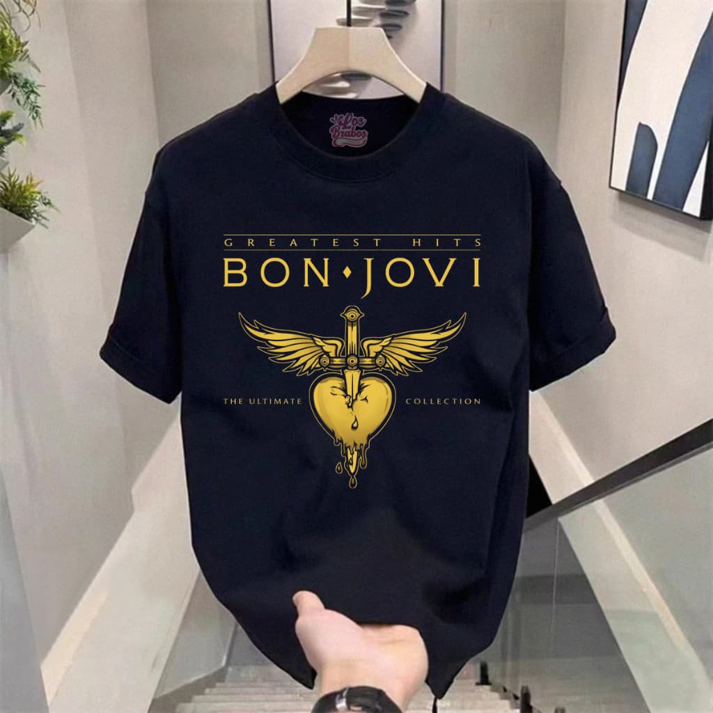 Camiseta Bon Jovi Banda de Rock n Roll Camisa Algodao Premium Unissex