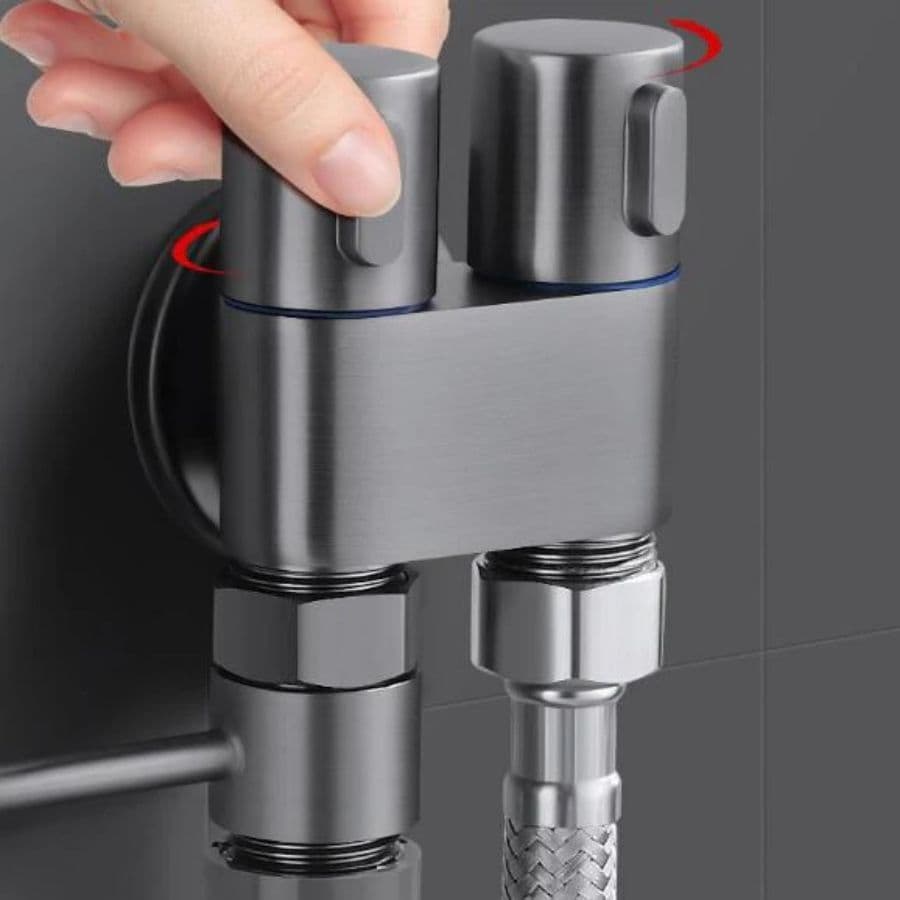 Registro Duplo Válvula Dupla Saída De Água 100% Metal Inox Ducha Banheiro Vazo