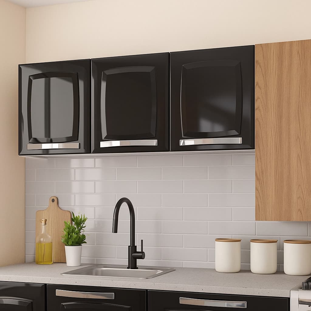 Armário Elevado Aço Itatiaia105 Cm 3 Portas - Preto Ou Branco Cozinha