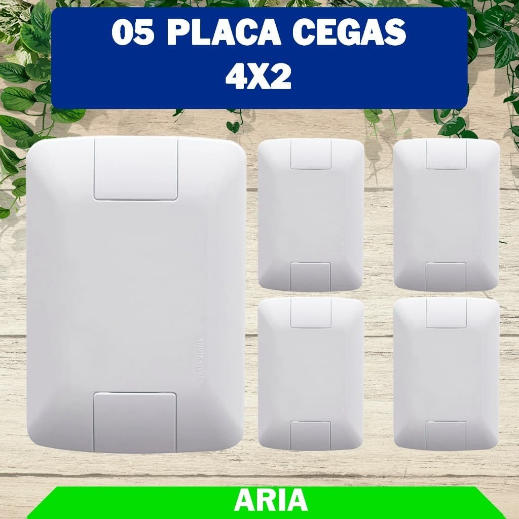 Kit com 5 Tampo Cego 4x2 Espelho Placa Cega Aria Tramontina