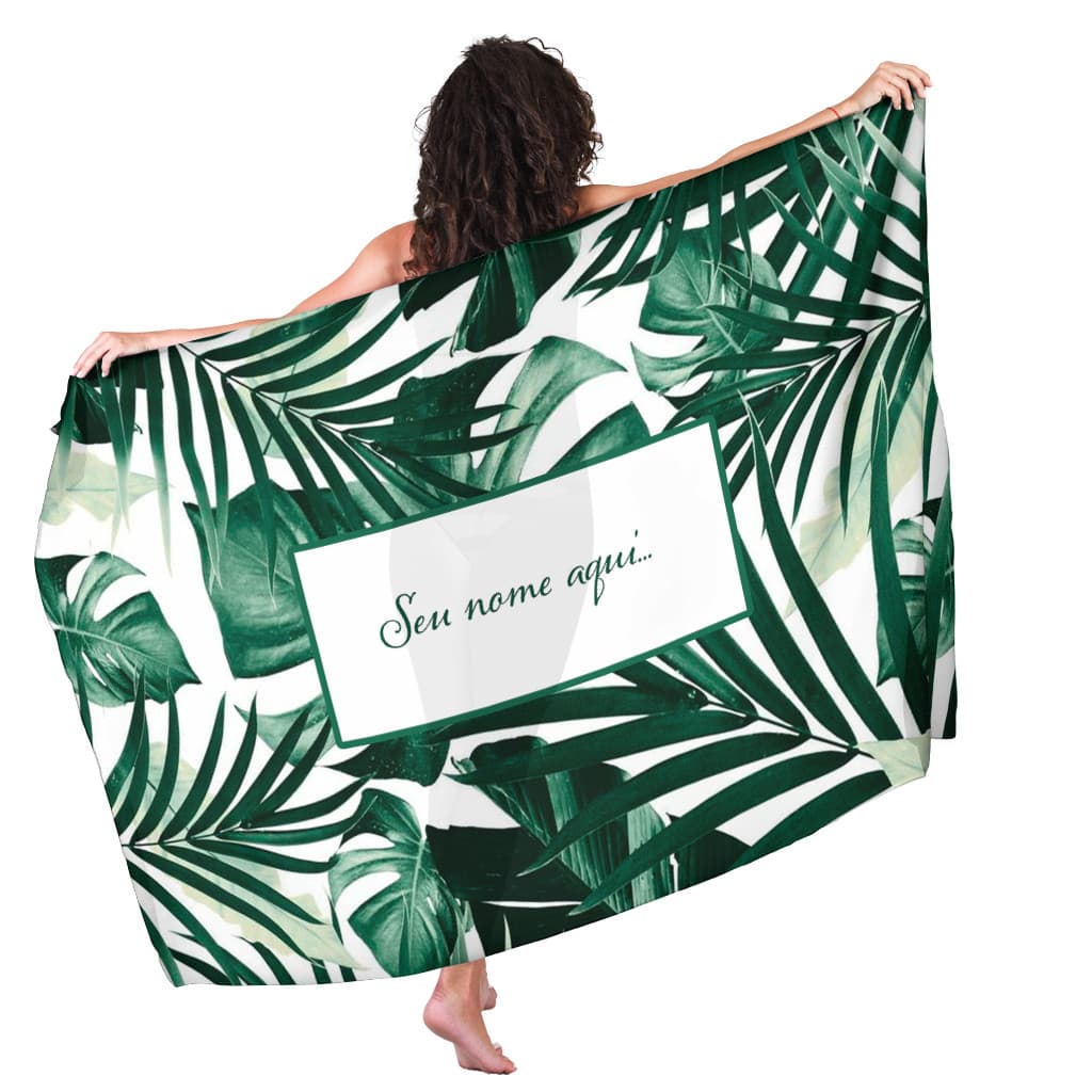 Canga Com Nome Personalizado Saida de Praia Folhagem 11