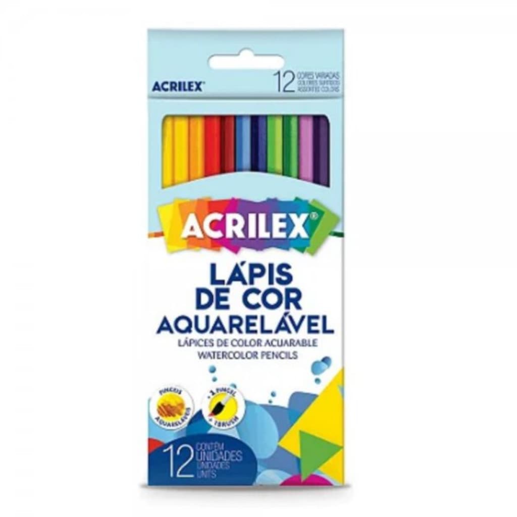 Lapis De Cor 12 Cores Acrilex Acompanha1 Pincel