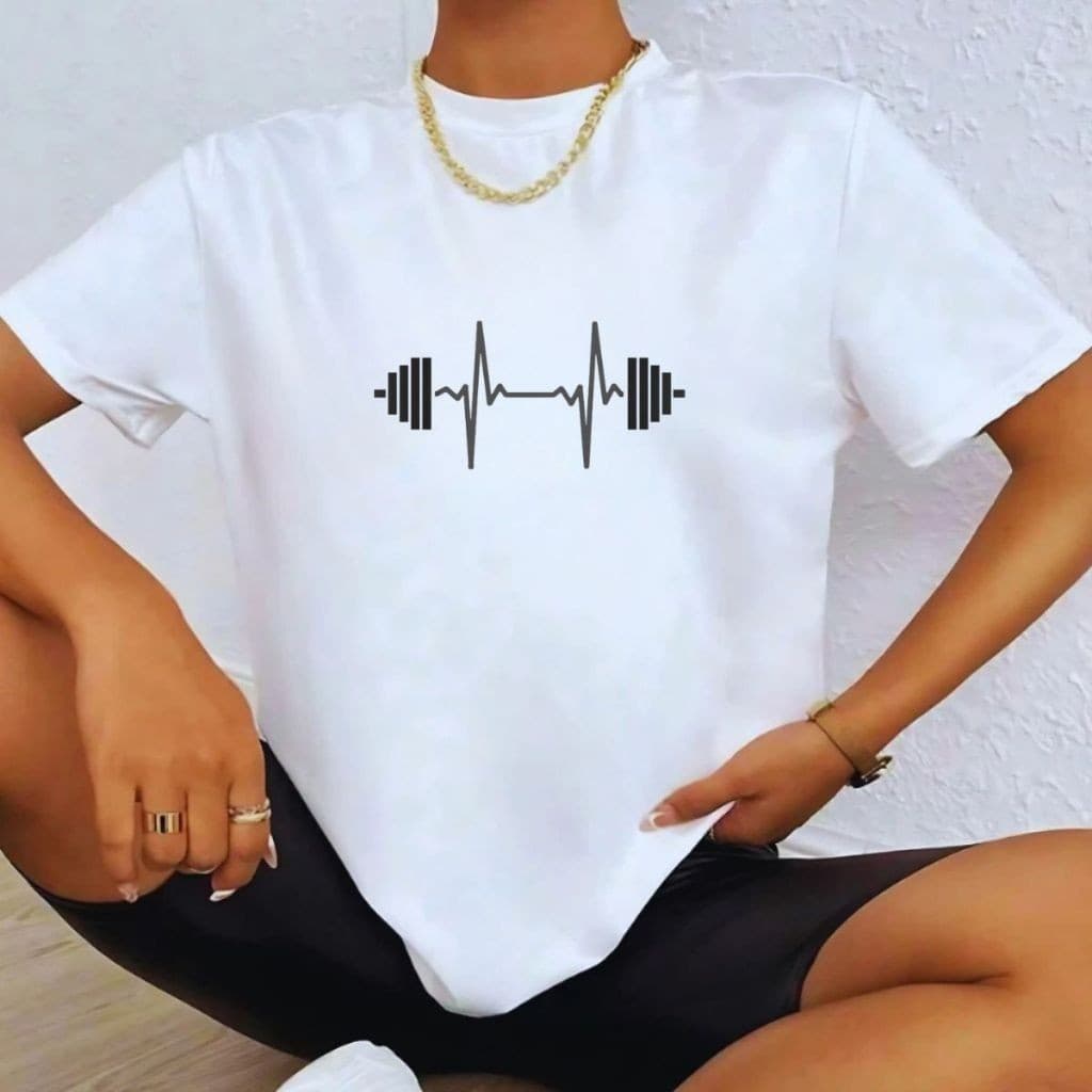 T-shirt Blusa Camiseta Feminina T-shirt Estampada Blusinha Fashion Batimentos Treino Halter Academia 100% Algodão - Envi