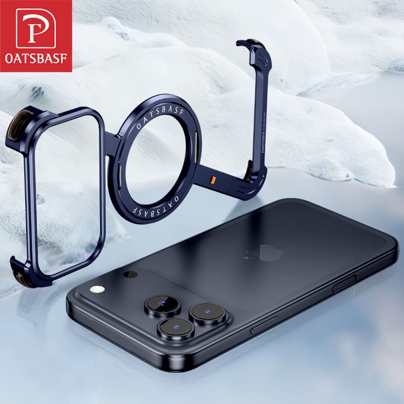 Oatsbasf‌ Minimalismo Capa Protetora Z De Metal Para Telefone Com 360° Suporte IPhone 17 Pro Max/Air