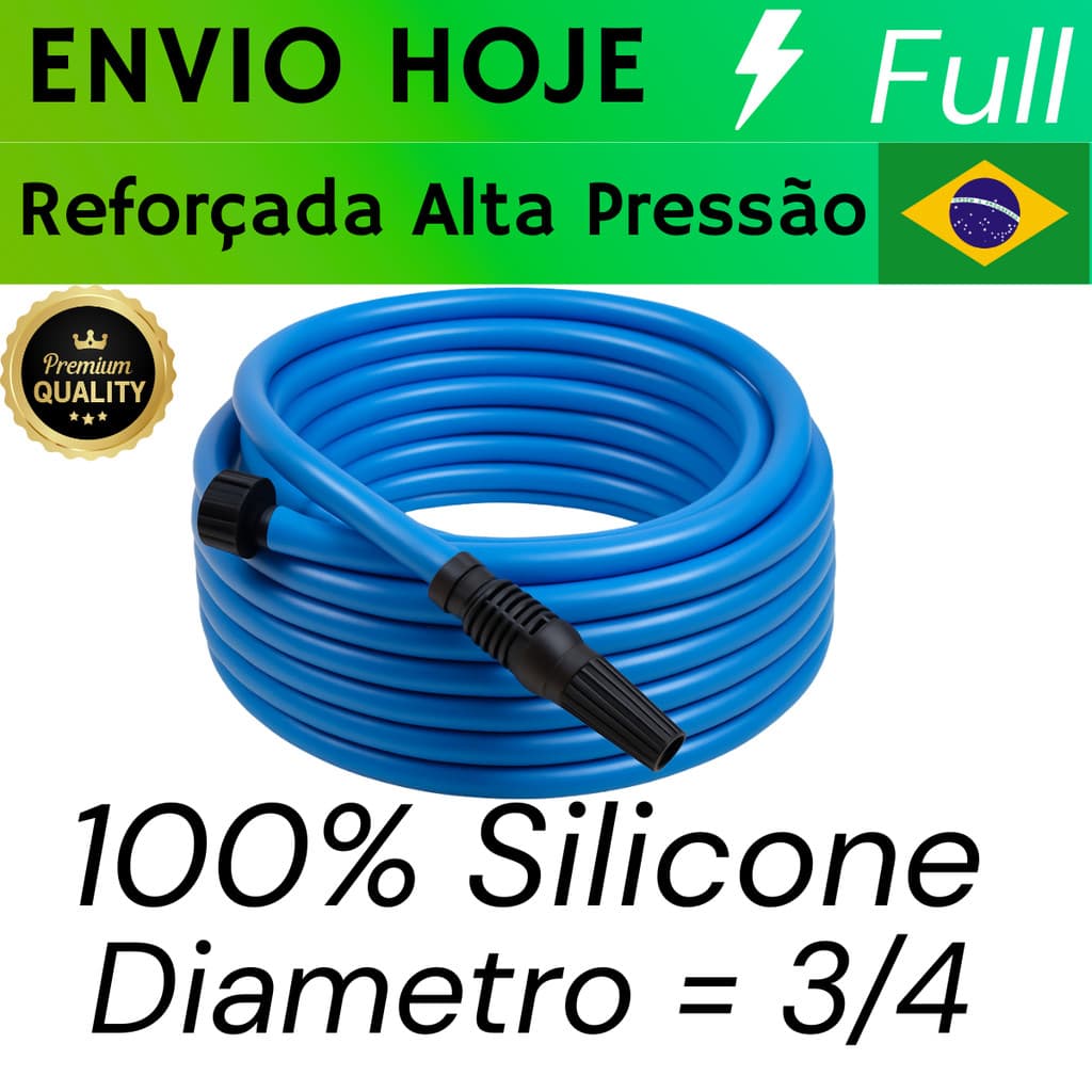 Mangueira Jardim 3/4 Reforçada Alta Pressão Siliconada Flexível Irrigação Sitio Azul Laranja