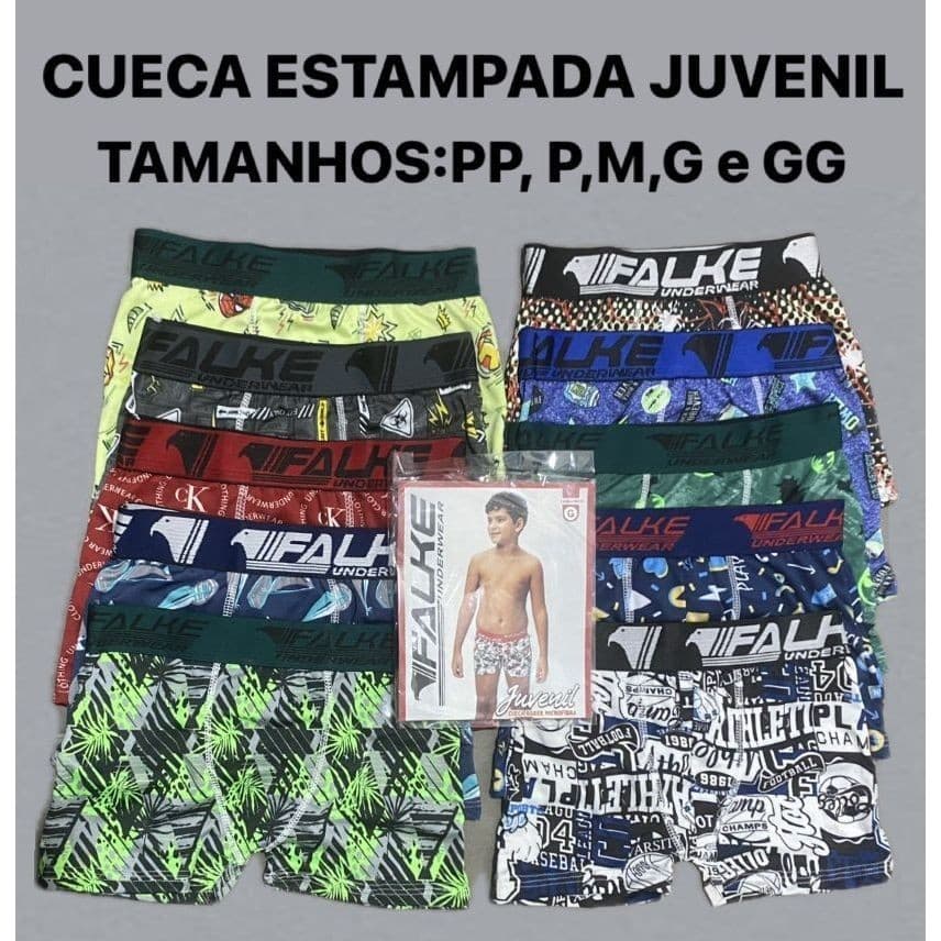 Kit 3-6 Cueca Boxer Infantil Juvenil Estampada Microfibra