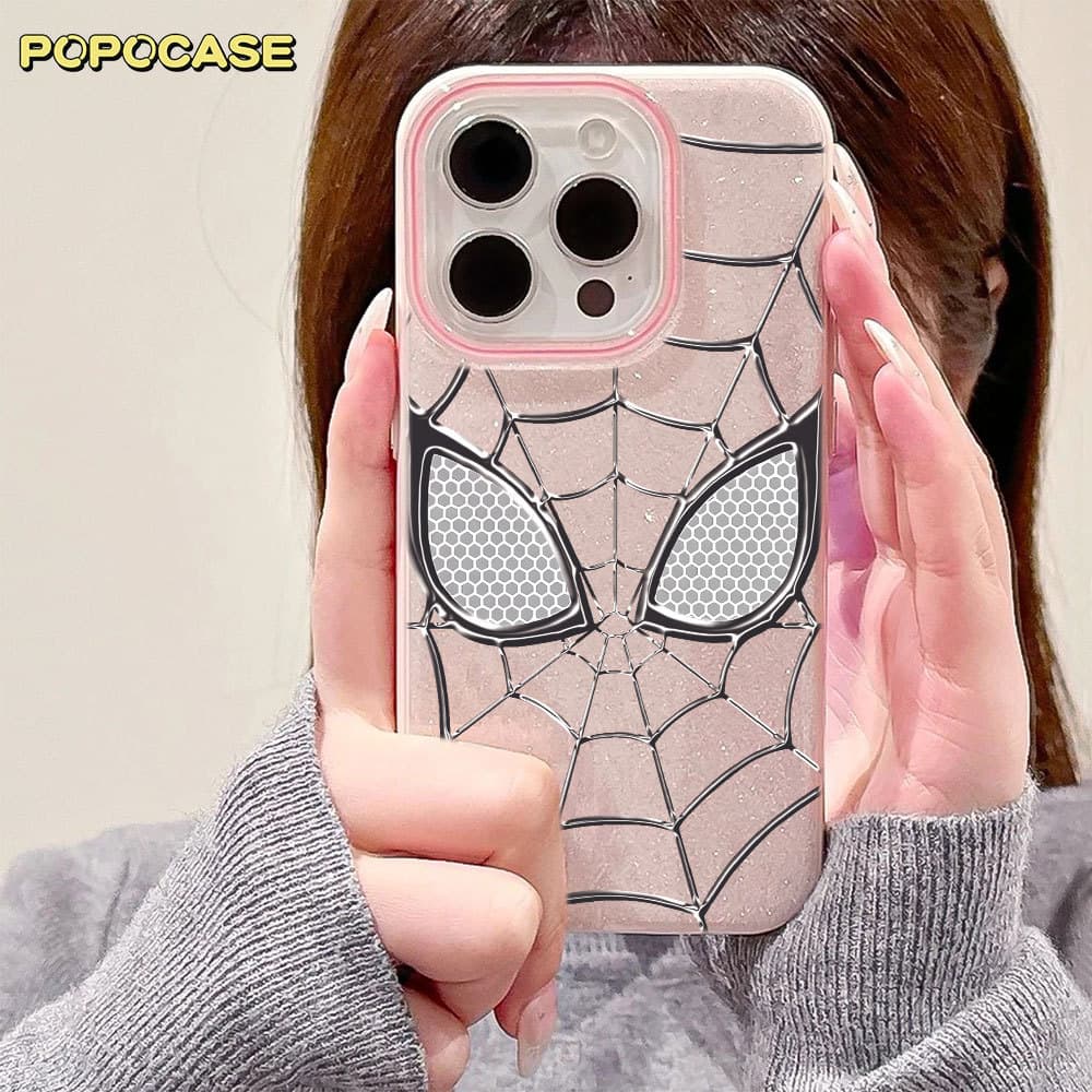 Capa Do Homem-Aranha Capinha Para IPhone 13 11 12 14 15 16 17 XR Normal Ar Pro Max Glitter Silicone Anti-impacto Caso