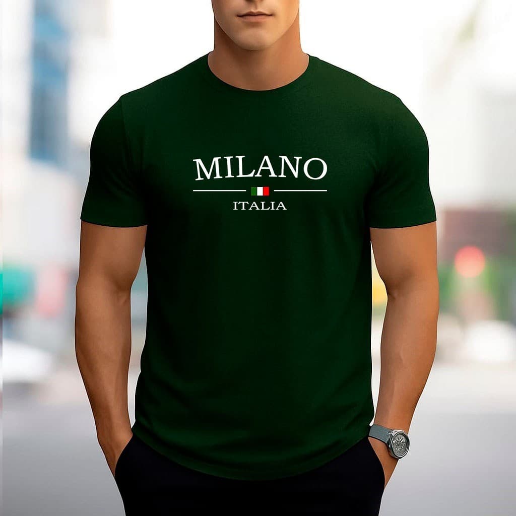 Camiseta Milano Italia T-Shirt 100% Algodão Camisa Masculina Street Wear
