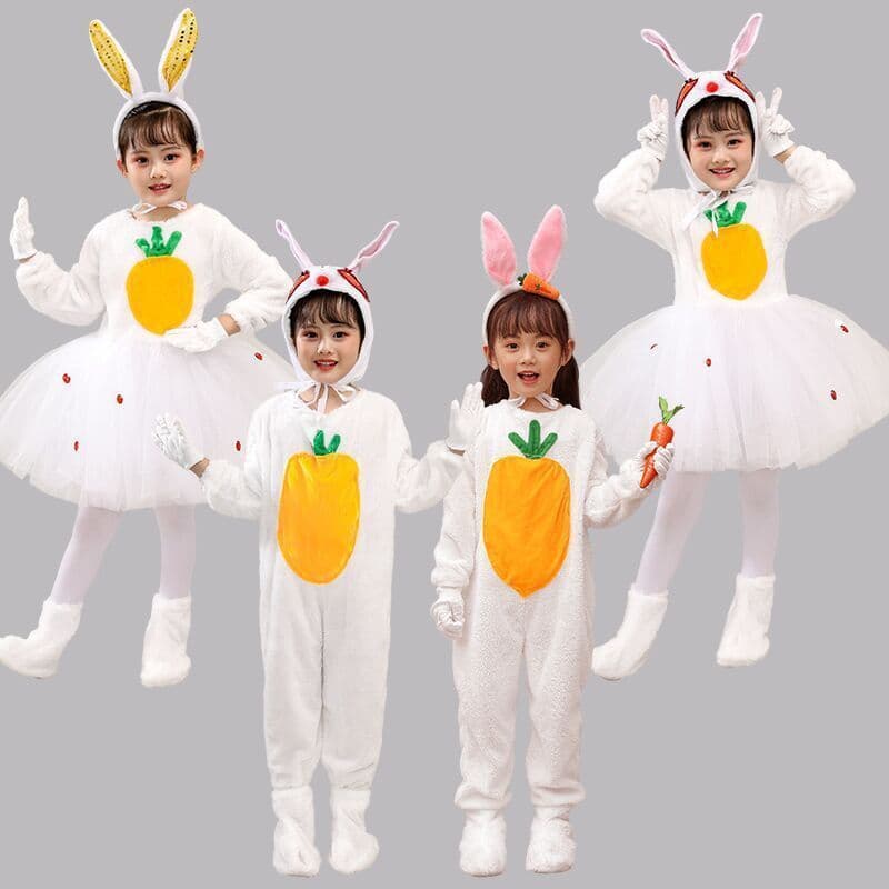 [Estoque pronto envio rápido] fantasia de coelho infantil fantasia de Animal jardim de infância fantasia de dança de coe