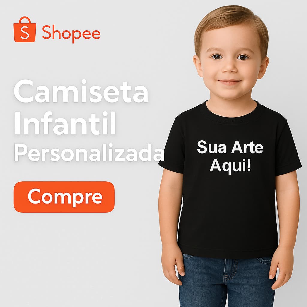 Camiseta Infantil Personalizada Logo Estampa 100% Algodão Premium