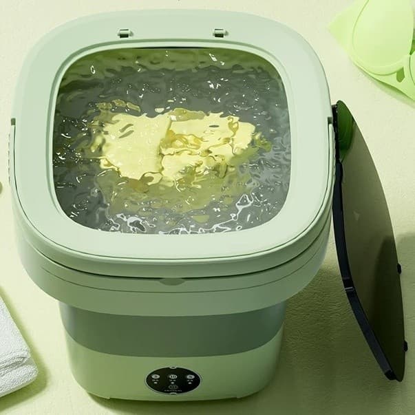 Mini Máquina de Lavar Portátil 11L Dobrável 110V/220V Lava Roupas Íntimas e Pequenas com Centrífuga