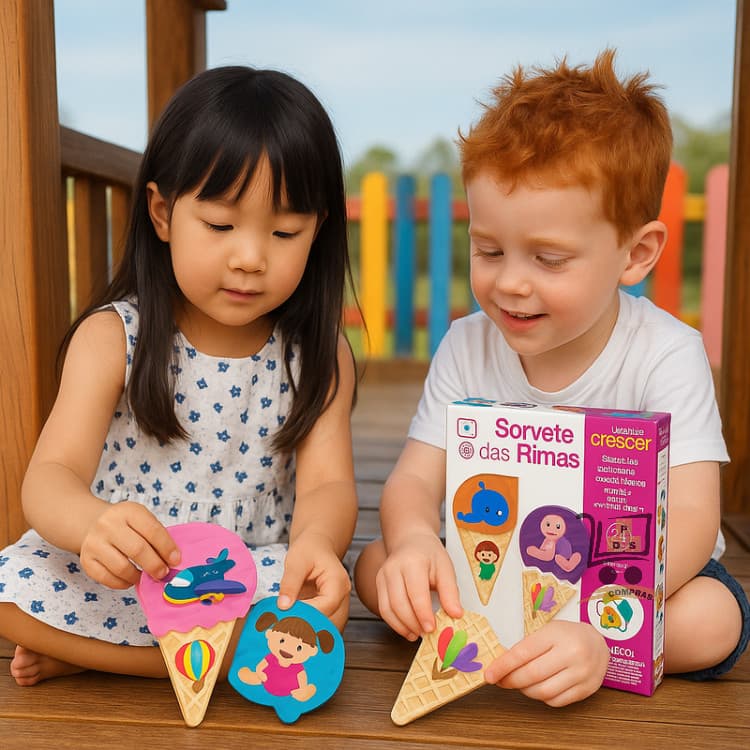 Jogo Educativo 3 Anos Sorvete Das Rimas Alfabetização 24 Peças Nig Brinquedos