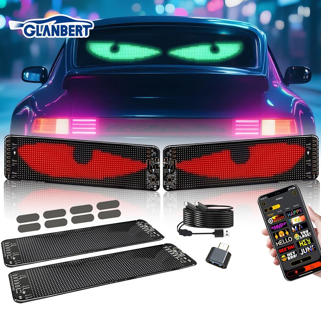 Carro LED Tela Macia Luz Dinâmica Olho Do Diabo Controle Remoto Sem Fio DIY Caminhão Janela Decorativa Universal