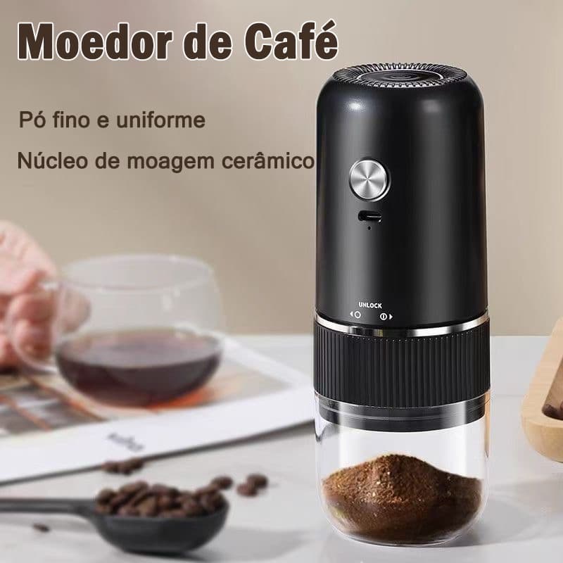 Moedor de Café Elétrico Portátil com Moagem Ajustável e Recarregável - Ideal para Grãos e Especiarias