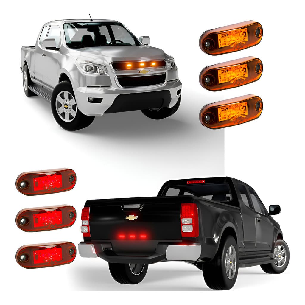 Kit Sinaleira Lanterna Led Camionete Carro Caminhão 12v 24v vermelho âmbar